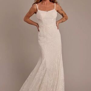 Elegant White Lace Women’s Dress - Ivory